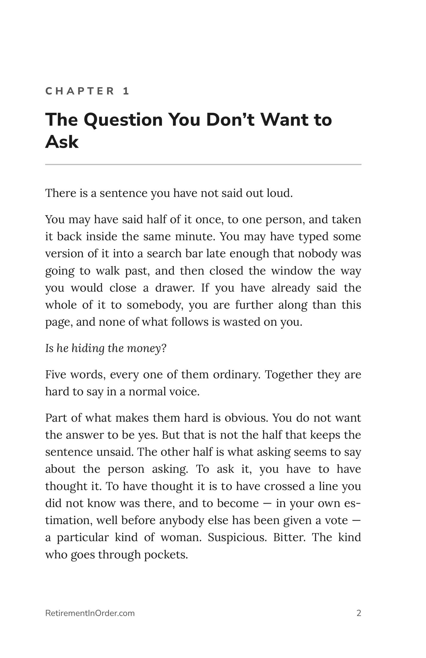 Chapter 1 — the question you don't want to ask — an actual page from the Hidden Money PDF