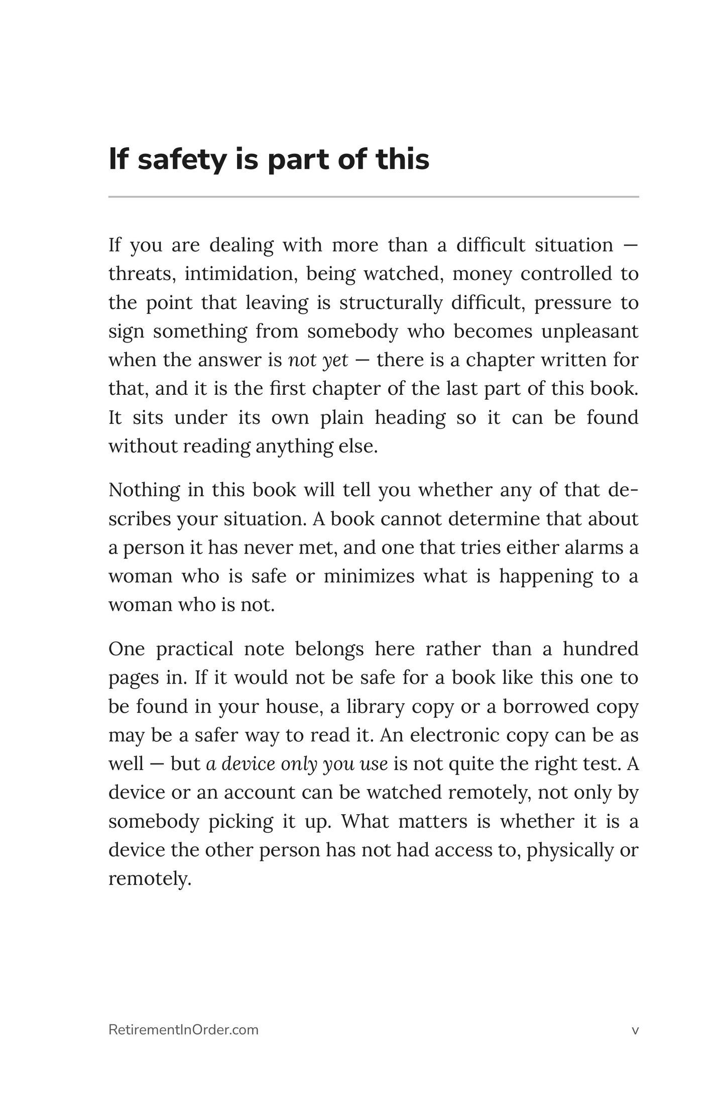 If safety is part of this — written to be read on its own — an actual page from the Hidden Money PDF