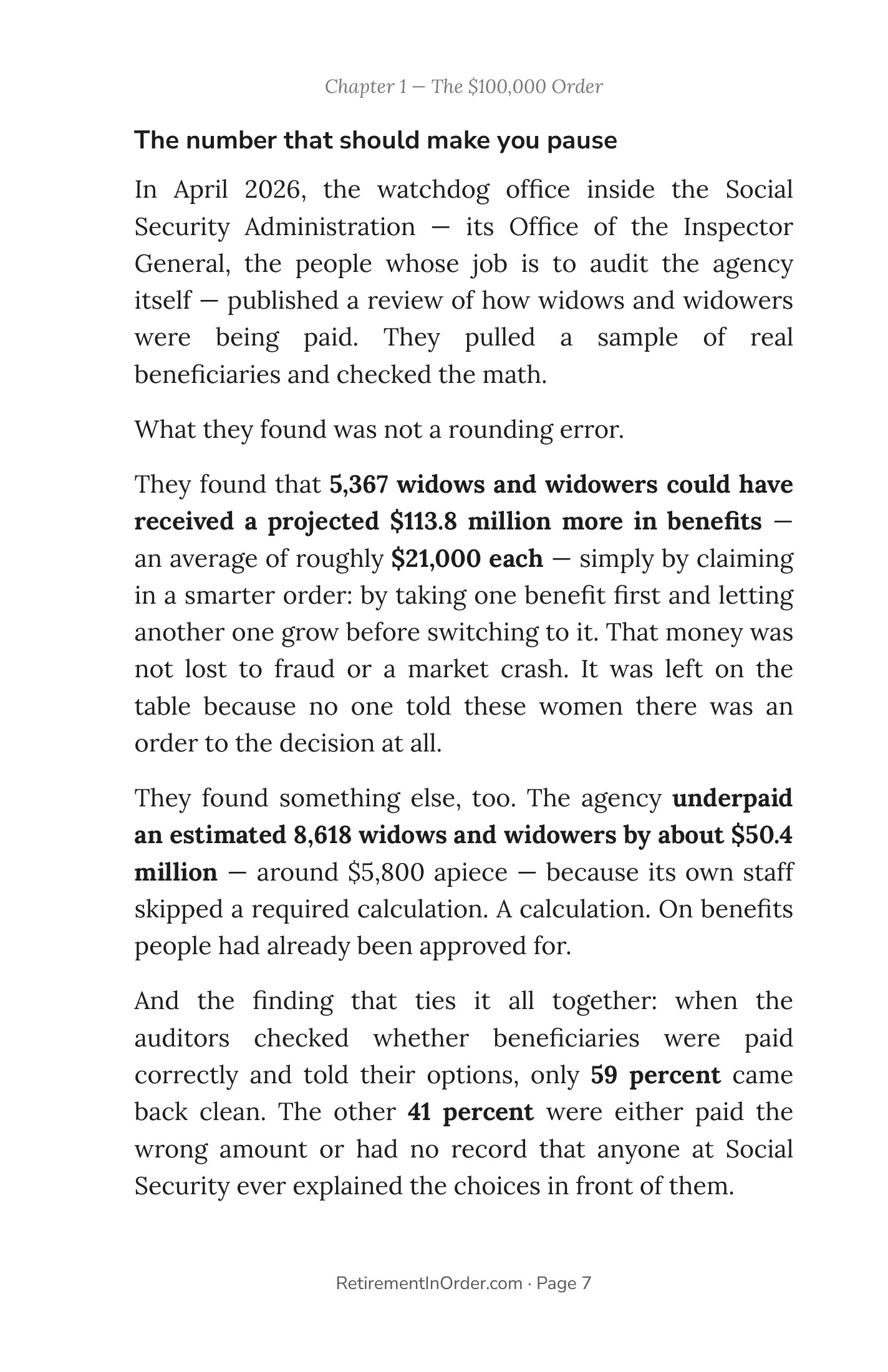 The numbers that should make you pause — an actual page from the Social Security PDF