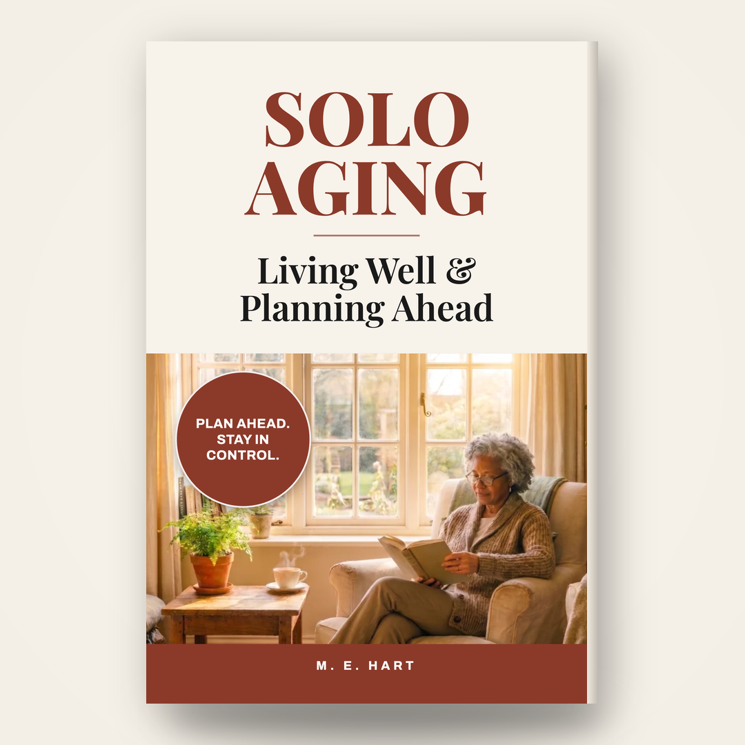 Solo Aging book cover — by M. E. Hart